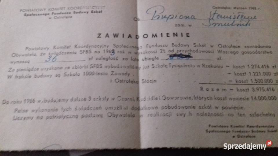 Zaświadczenia i nakazy z PRL mazowieckie Warszawa