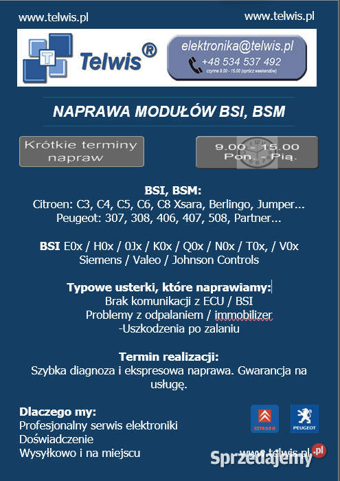 Naprawa modułów BSI BSM mazowieckie Warszawa serwis