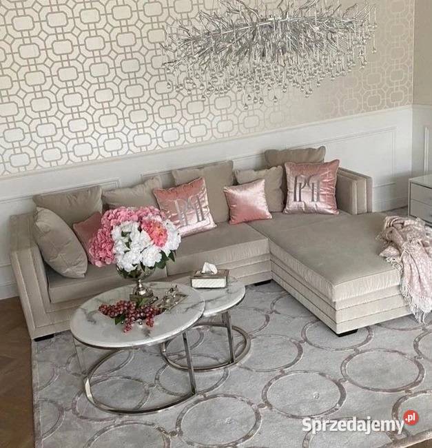 Sofa glamour narożna nowojorska z funkcją spania