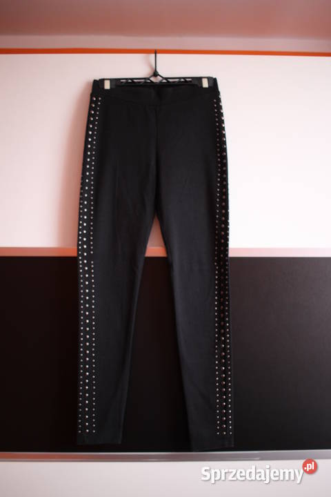 Czarne spodnie leginsy legginsy HM dżety bokach Rozmiar 34(XS) Spodnie kujawsko-pomorskie