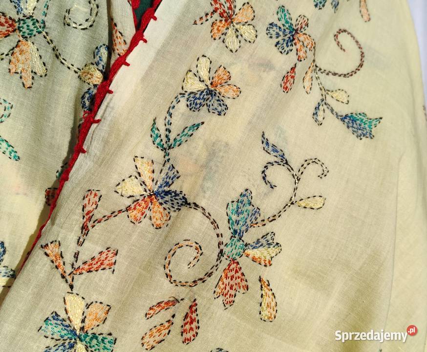 Duża chusta szal dupatta haftowana żółta bawełna Szczecin