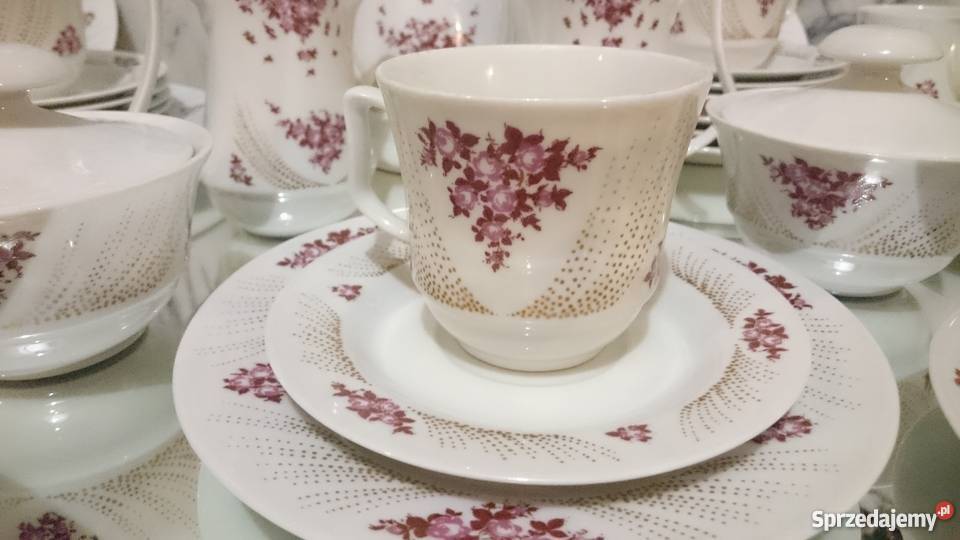 Przepiękny serwis kawowy 10 osób Jlmenau Porcelana i szkło