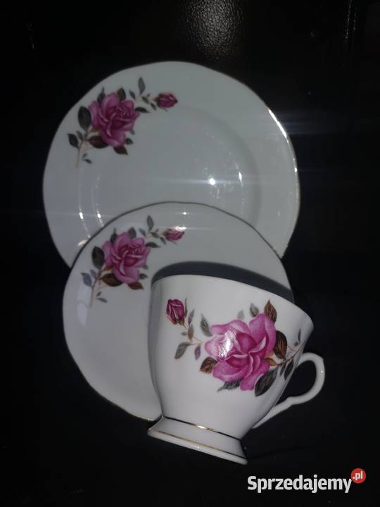 Filiżanka z talerzykiem deserowym róża Made in Gdańsk