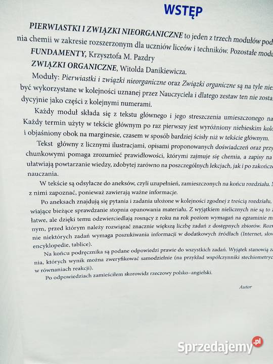 Pierwiastki i związki nieorganiczne Pazdro Warszawa
