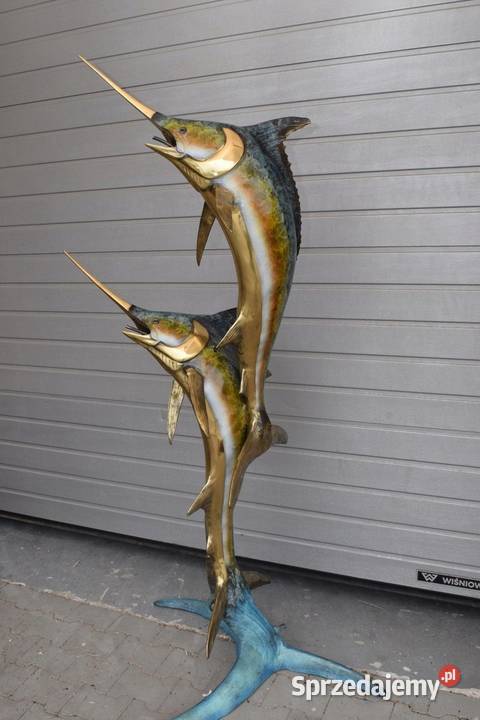 FONTANNA Z BRĄZU złoconego ryby MARLIN 195 małopolskie