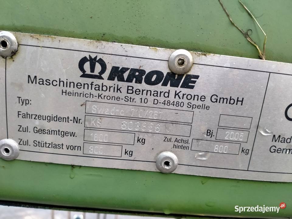 Krone swadro 710 T26 zgrabiarka Lipienek