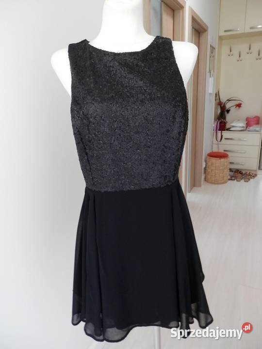 Sukienka Atmosphere Czarna Rozkloszowana Cekiny czarny podlaskie Łomża sprzedam
