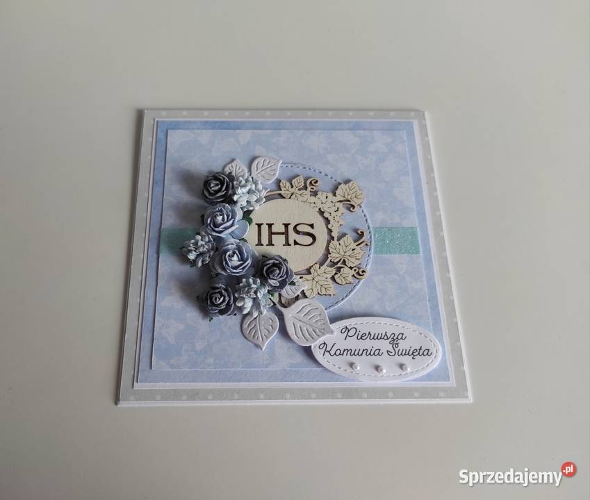 Kartka w pudełku ręcznie robiona na Komunię Łódź