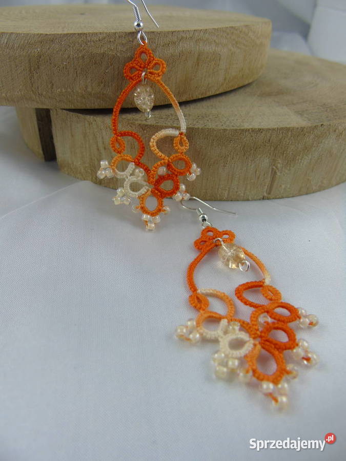 Kolczyki frywolitkowe różne wzory i kolory Antyki, Sztuka, Kolekcje Wiśniowa