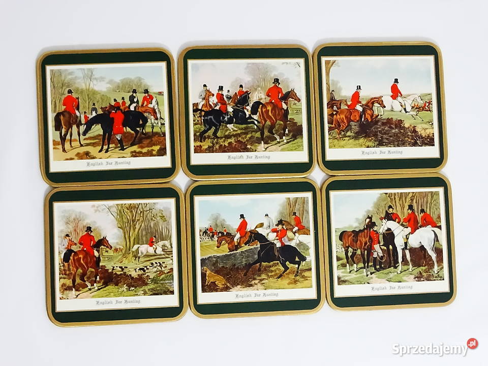Zestaw 6 podkładek English Fox Hunting korek Wyposażenie wnętrz Biłgoraj