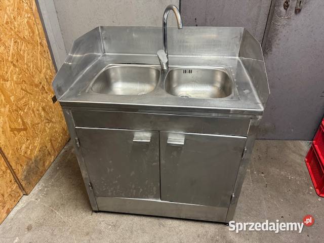 Zlew gastronomiczny dwukomorowy z szafką stal Głogówko