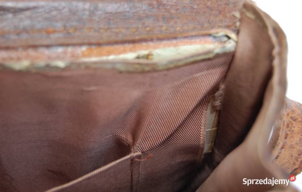 Torba skórzana do ręki vintage lata 70 kuta 6cm Lublin