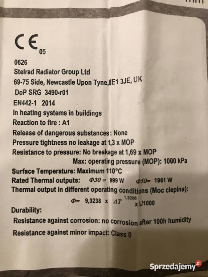 Kaloryfer panelowych 122 60 podłączenie Dolne Pozostałe Łask sprzedam
