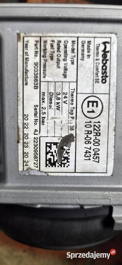 Silnik dmuchawa wentylator Webasto thermo pro 38 wielkopolskie Jarocin sprzedam