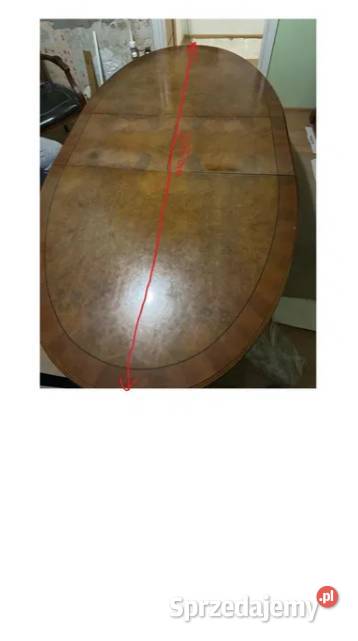 Duży stół z litego drewna 6 krzeseł skóra