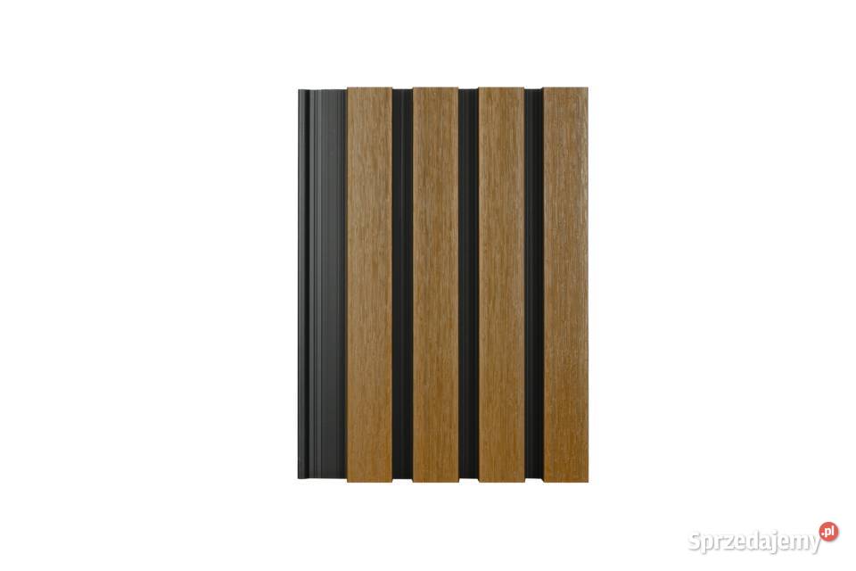Lamele elewacyjne Premium Teak na czarnym tle Józefów