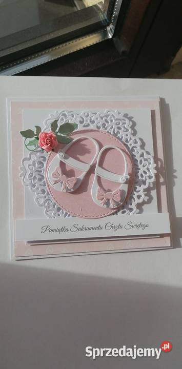 Kartka w pudełku z okazji chrztu dziewczynki Strzebiń