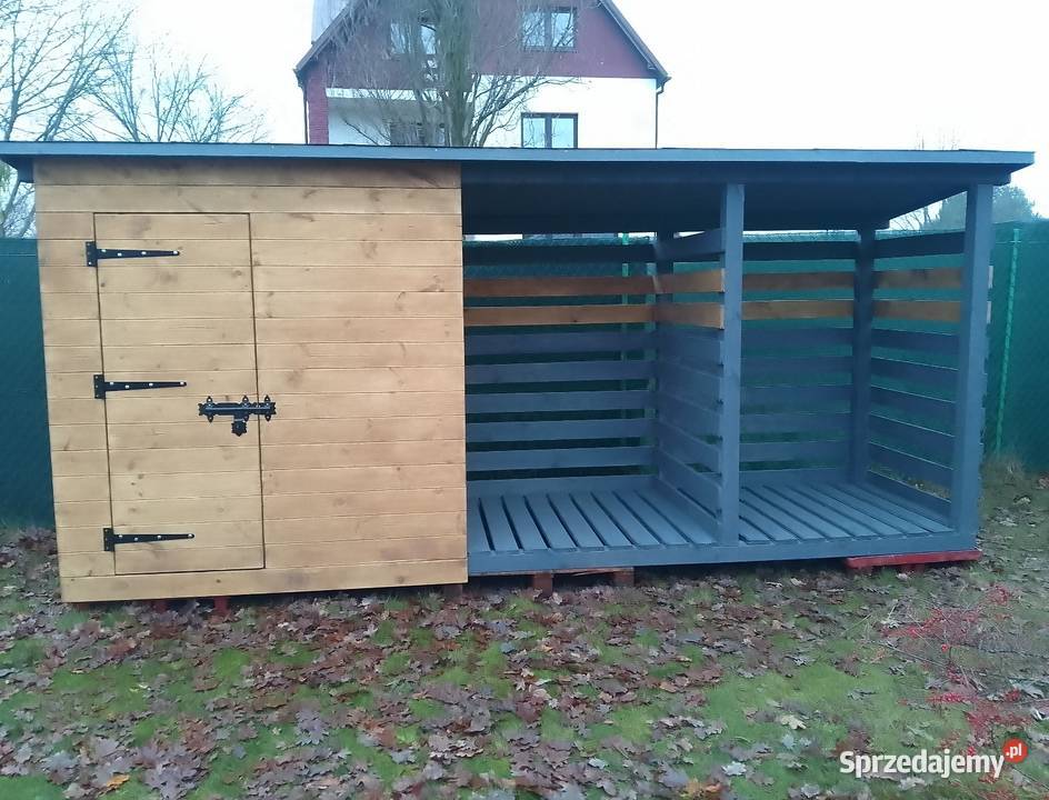 Drewutnia na drewno z pomieszczeniem