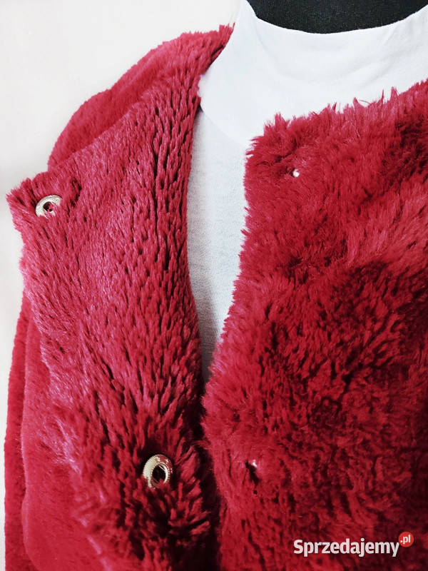 Bordowy płaszcz damski kurtka z futerkiem krótki Rozmiar 34(XS) Złoczew sprzedam