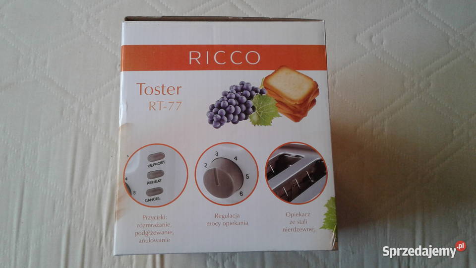 Toster Elektryczny RICCO model RT77 750W NOWY Dom i Ogród Łomża