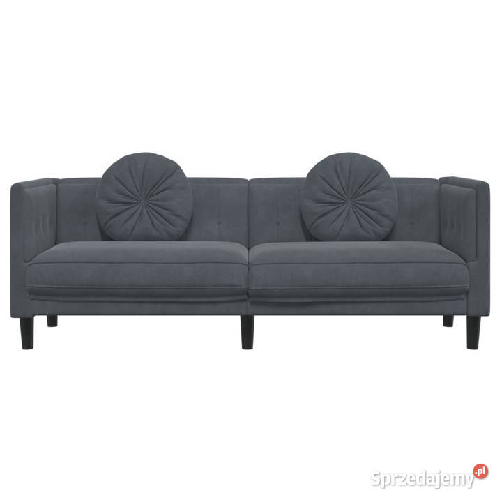 Sofa 3osobowa z poduszkami ciemnoszara aksamit