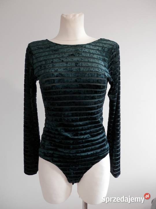 Bluzka Body Aksamitna Ciemnozielona Szmaragdowa Łomża