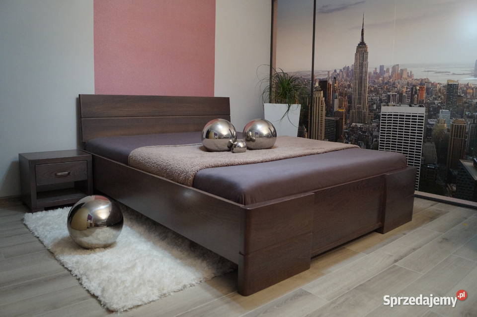 Dwuosobowe bukowe łóżko drewniane 160x200 lite drewno buk