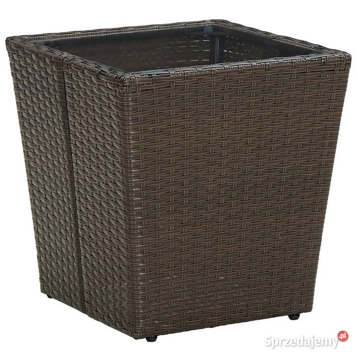 Stolik herbaciany brązowy 415x415x44 rattan PE i Warszawa