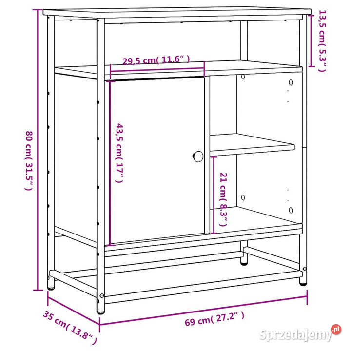 Komoda przydymiony dąb 69x35x80 materiał Komody Warszawa