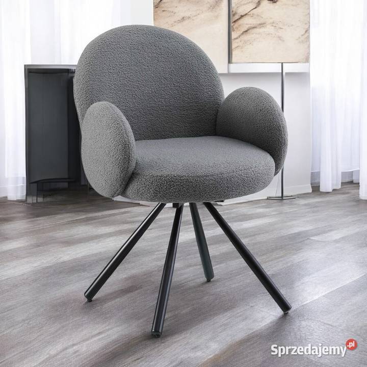 Szare Tapicerowane Krzesło Obrotowe Crown 58cm wielkopolskie Tarchały Małe