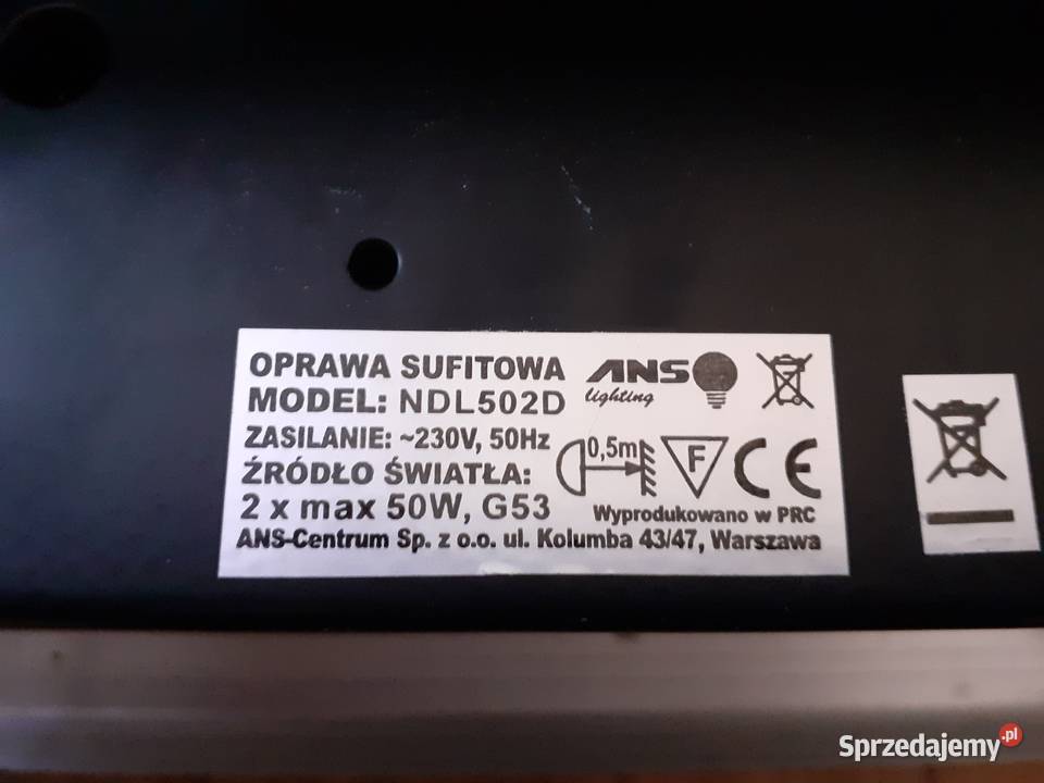 Oprawa sufitowa ruchoma model NDL 502D DWIE Somonino sprzedam