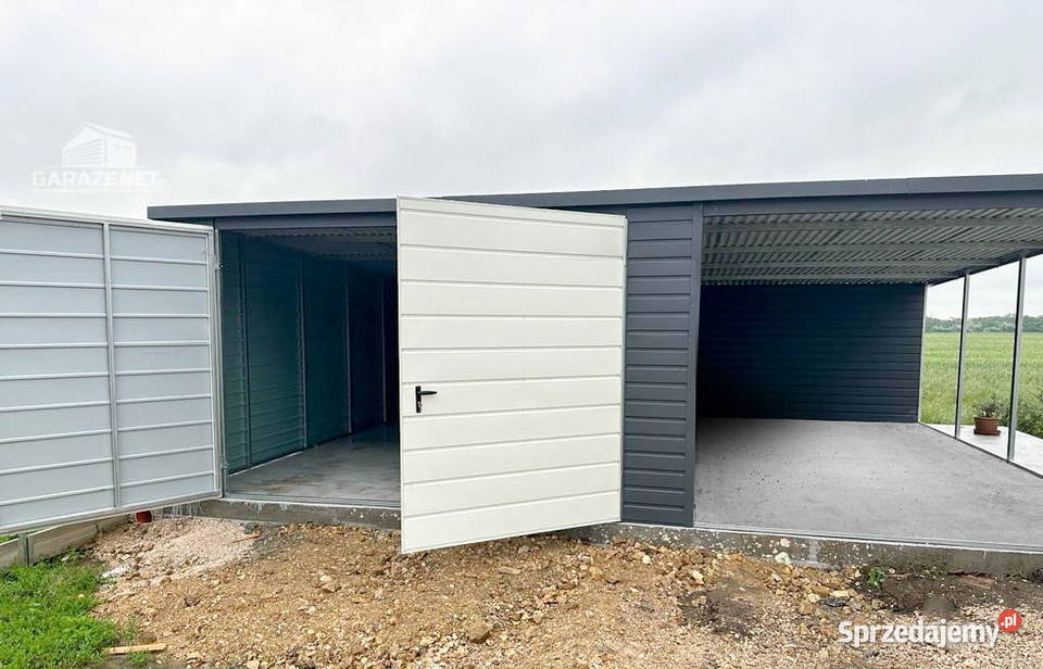 GARAŻ BLASZANY 4m x 6m WIATA 3X6 SPAD TYŁ BRAMA Domki narzędziowe Łapanów