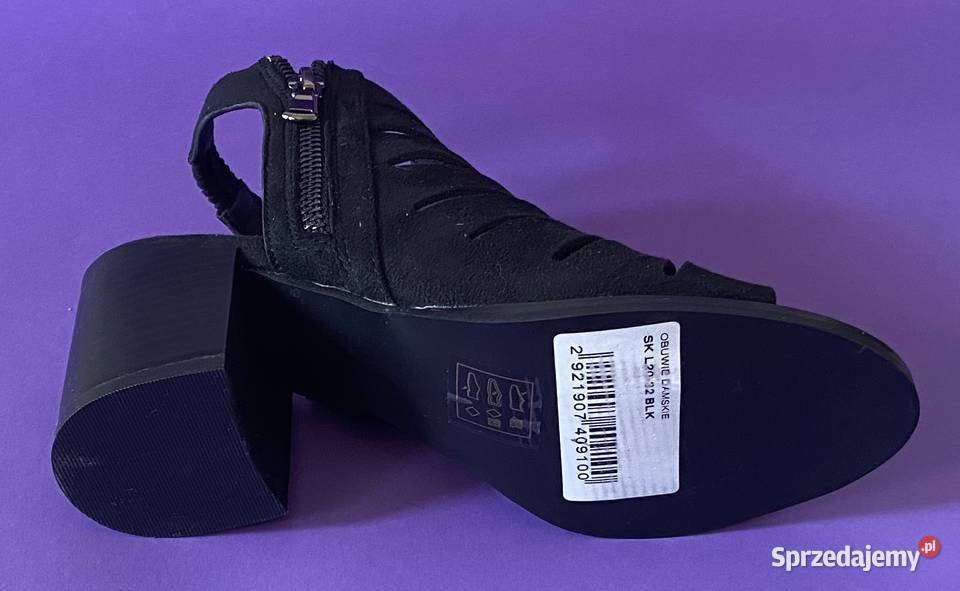 Czarne damskie sandały na obcasie rozmiar 36 inna Żyrardów