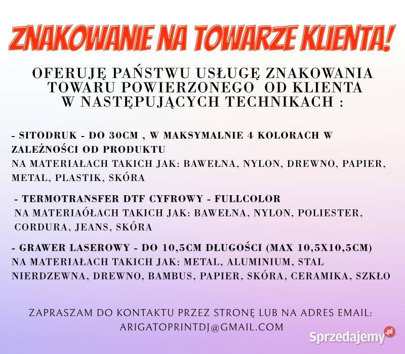 Znakowanie na towarze powierzonym gadżetach Zabrze