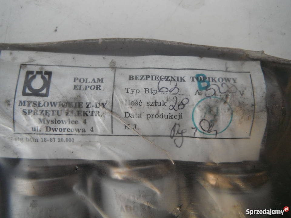 Bezpiecznik topikowy Btp 63A 500V Nowe Polam sprzedam
