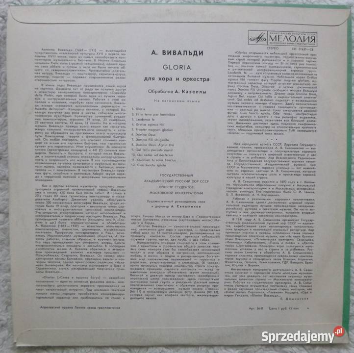 Płyta winylowa LP Antonio Vivaldi Gloria mazowieckie Warszawa