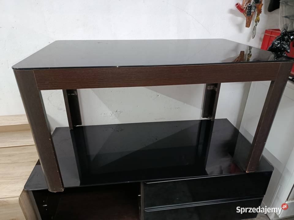 Zestaw ze szklanymi blatami RTV stolik