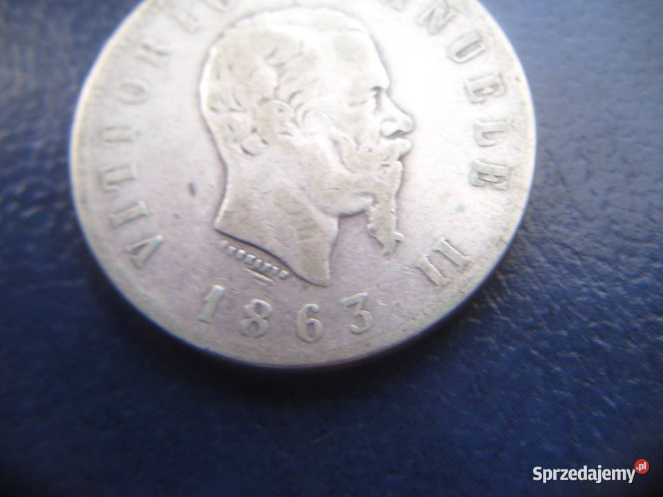 Stare monety 2 lir 1863 Włochy srebro Lesko