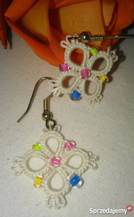 Kolczyki Frywolitkowe Wiśniowa