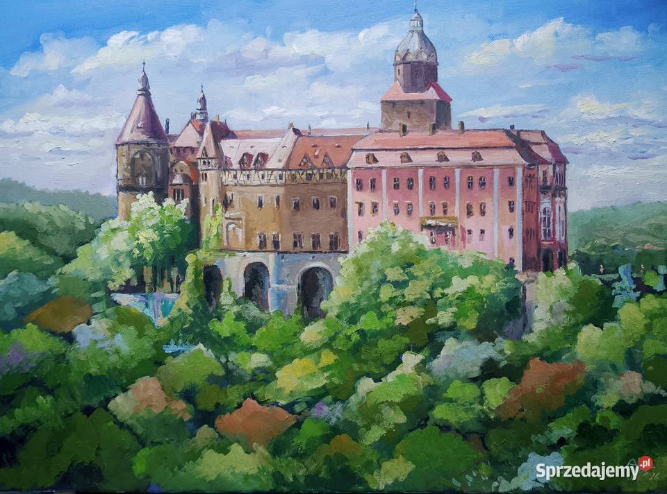 Zamek Książ olej na płótnie Lubań