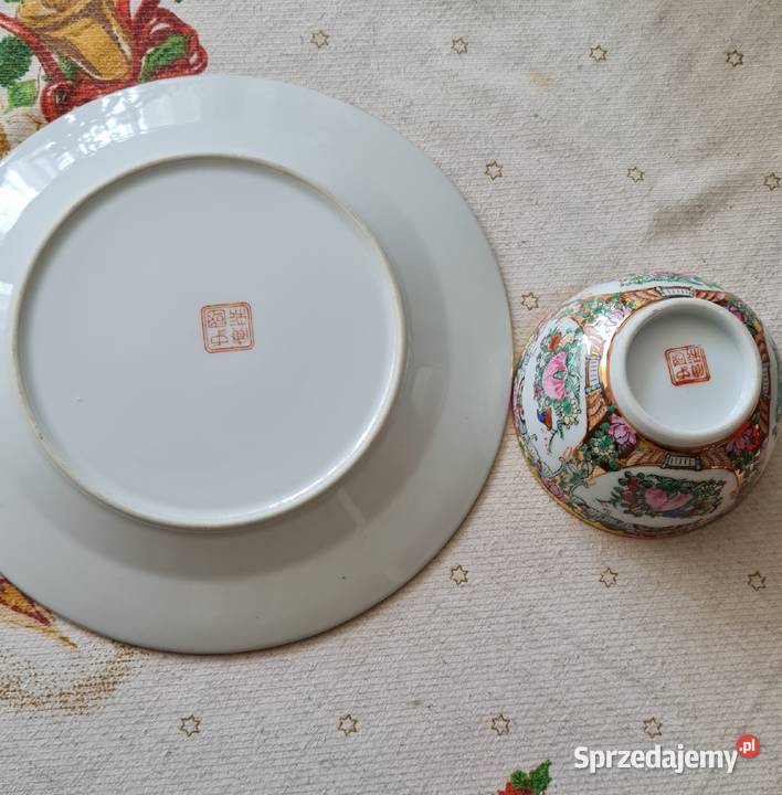 Chiński porcelanowy zestaw do zupy odcienie żółtego sprzedam