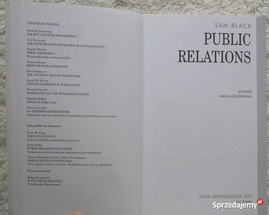 Public relations Sam Black ISBN 9788387286538 Warszawa sprzedam