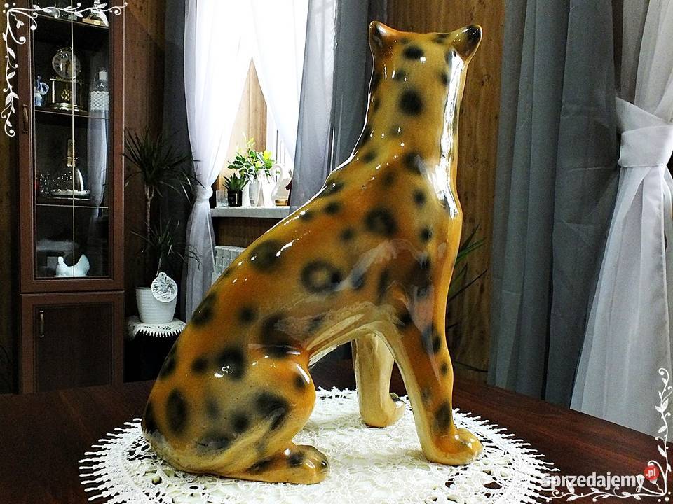 Rzeźba DUŻA Figurka Geparda Pantery Lampart ok40 Żary sprzedam