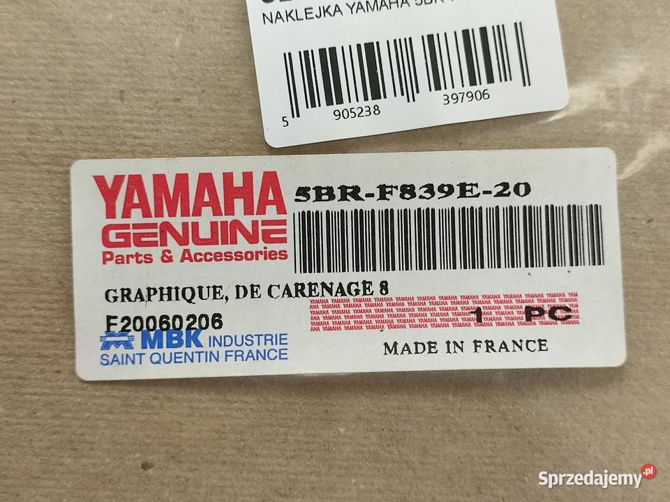 NAKLEJKA NA DEFLEKTOR YAMAHA YQ50 1999 NOWA