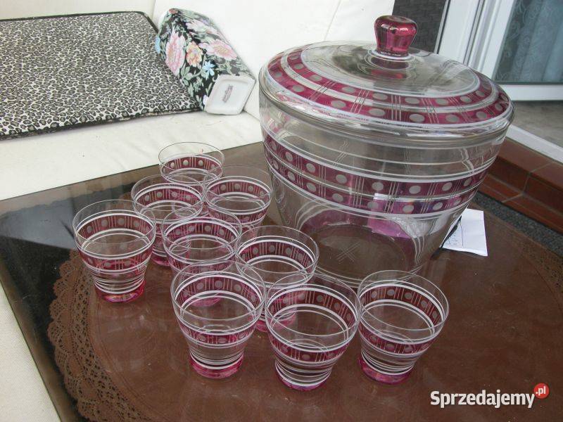 szklana waza do ponczu i szklaneczki lubuskie