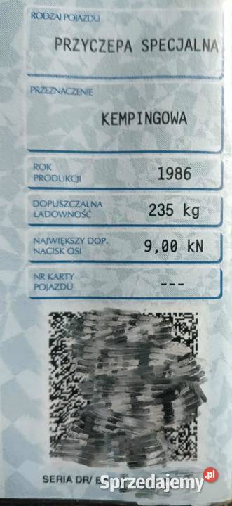 Komplet papierów do przyczepy kempingowej KNAUS Ścinawka Średnia sprzedam