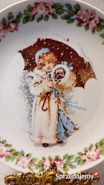 PORCELANOWY KOLEKCJONERSKI TALERZ Christine Holm Porcelana i szkło podlaskie Augustów