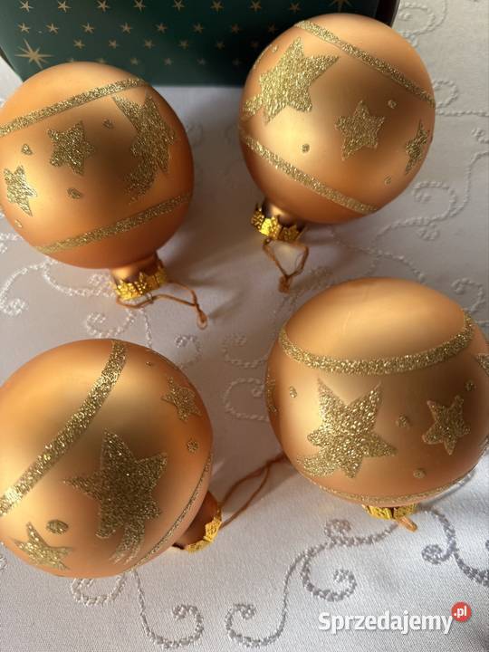 Bombki Szklane Choinkowe Złote z Gwiazdkami 80mm śląskie Czerwionka-Leszczyny