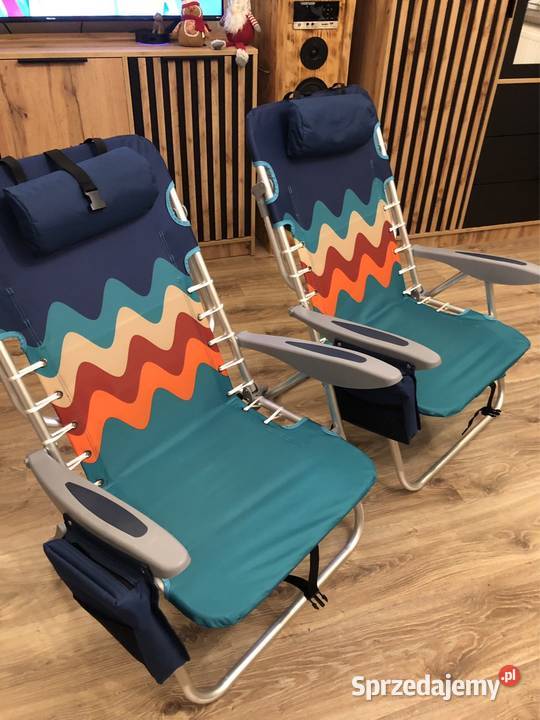 Zestaw 2 składanych krzeseł plażowych ALPHA CAMP Krzesła ogrodowe Koło