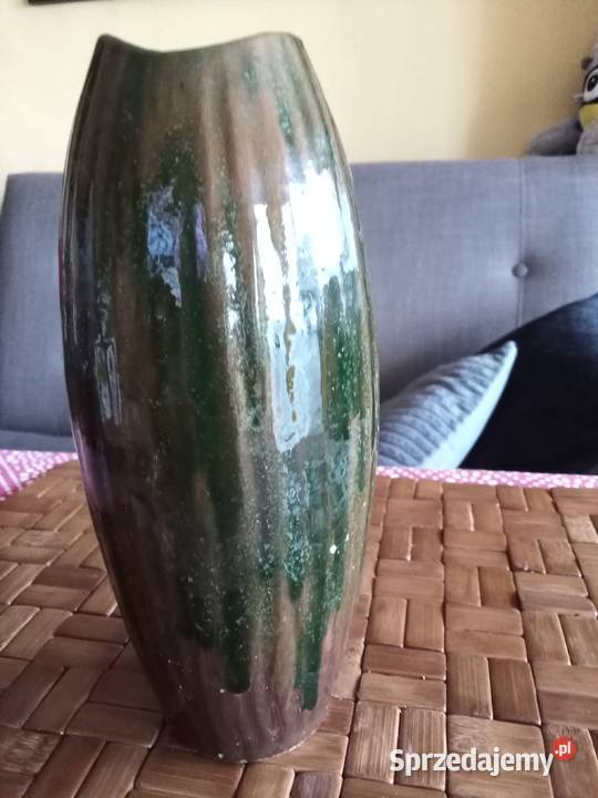 Prl wazon pikasiak szkliwo zaciekowe brąz zieleń Łódź sprzedam